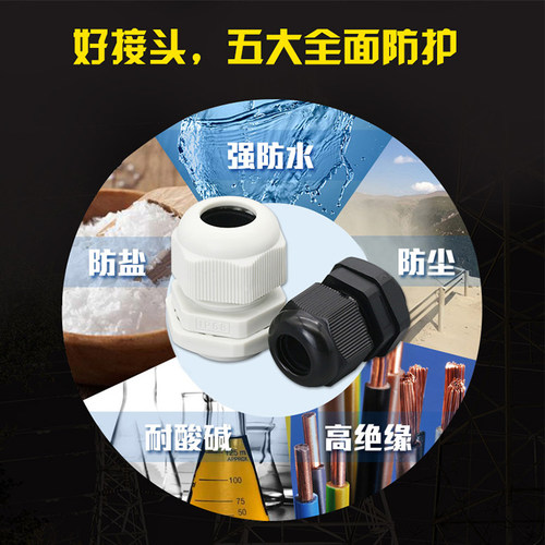 PA66环保材料尼龙塑料电缆防水接头 固定头格葛兰头M12/M20/PG7 - 图2