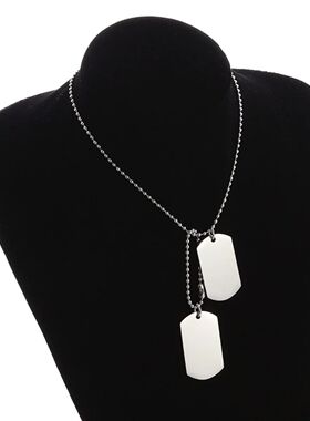 Men\\'s Rectangular Double Dog Tag Stainless Steel Military