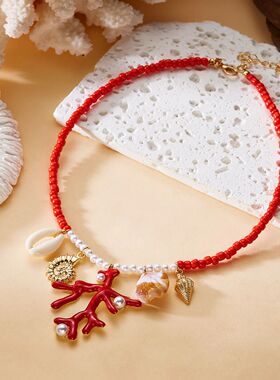 Bohemian Starfish Shell Pendant Necklace For Women Handmade