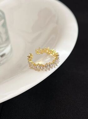 Shiny Zircon Decor Finger Ring For Women, Elegant Fashion Je