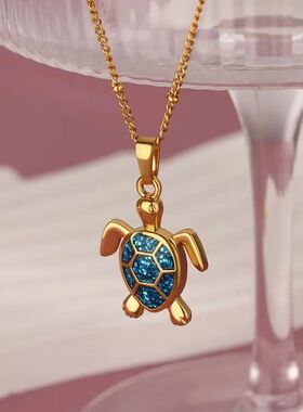 Colored Turtle Pendant Necklace for Women Summer Beach Femal