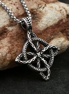 New Vintage Stainless Steel Witch Knot Pendant Necklaces For