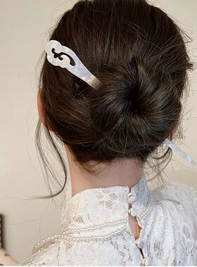 Vintage Chinese Style Acetate Resin Hair  For Women Plate Ha