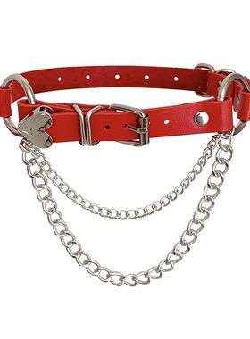Halloween punk PU leather collar heart-shaped peach heart ch