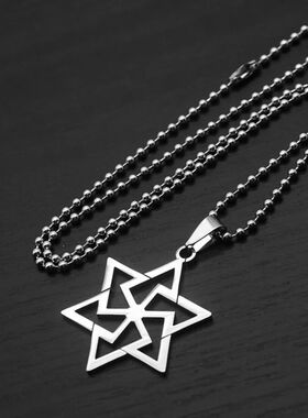 1pc Stainless Steel David Star Pendant Necklace Punk Rock Hi