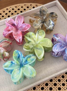 Summer Acrylic Flower Hair Clip for Women Marble Texture Hai
