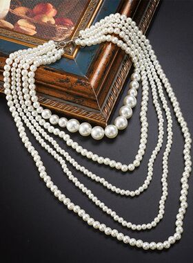 Multilayered Imitation Pearl Necklace for Woman Luxury Jewel