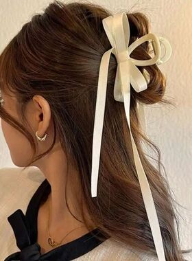 Sweet Black Ribbon Bowknot Hair Claws for Women Girls Elegan