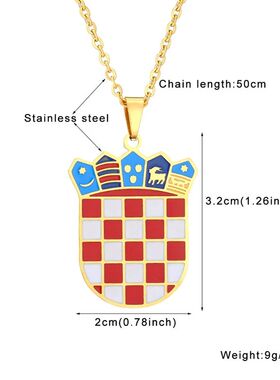 New Croatia Flag Pendant Necklaces Stainless Steel for Women