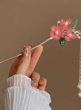 Classic Orchid Flowers Tassel Hair s for Women Metal Butterf