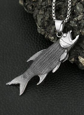 Punk Hip Hop 316L Stainless Steel Fish Pendants Necklaces Fo