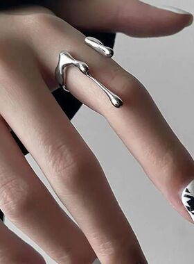 Punk Geometric Irregular Waterdrop Shaped Open Rings for Wom