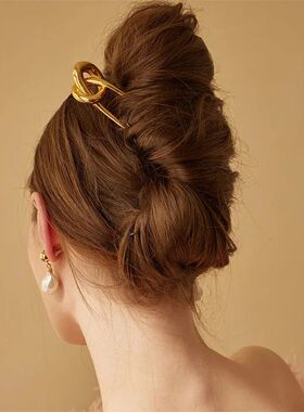Simple Gold Silver Color Metal Knot Hair s for Women Girls V