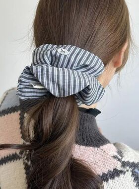 Blue Solid Color Silk Hair Bands for Women Girls Korea Fashi