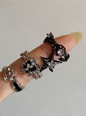Vintage Goth Thorny Rose Couple Rings For Men Women Charm Ir