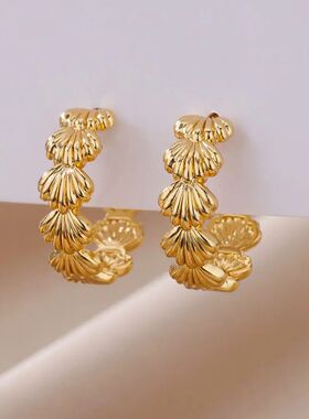 C-shaped Shell Stainless Steel Earrings For Women Korean Sty