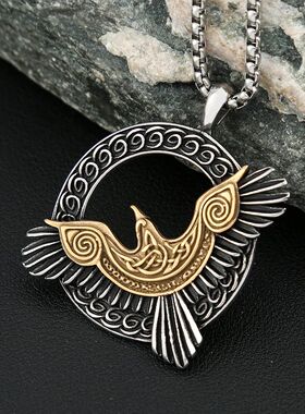 Norse Mythology Eagle Necklace Stainless Steel Viking Odin R