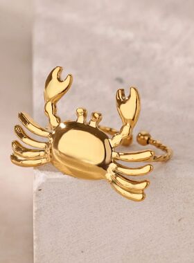 Stainless Steel Crab Rings for Women Gold Color Cute Animal