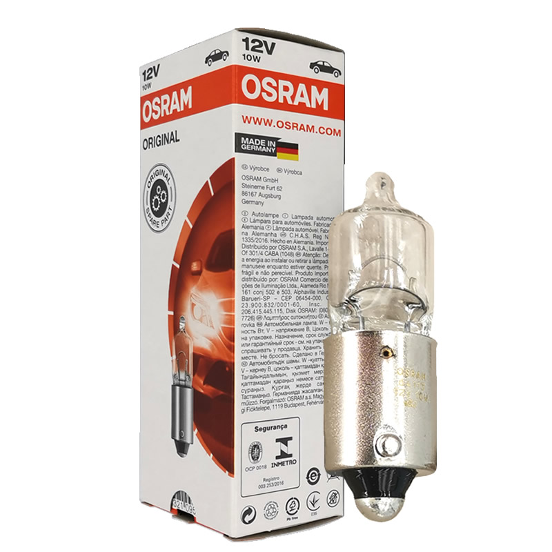 OSRAM欧司朗H10W卤素信号灯64113天使眼灯泡12V10W平脚日行灯BA9s