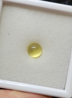 天然黄色葡萄石猫眼  圆形光身素面10mm吊坠戒指耳环 4.45克拉