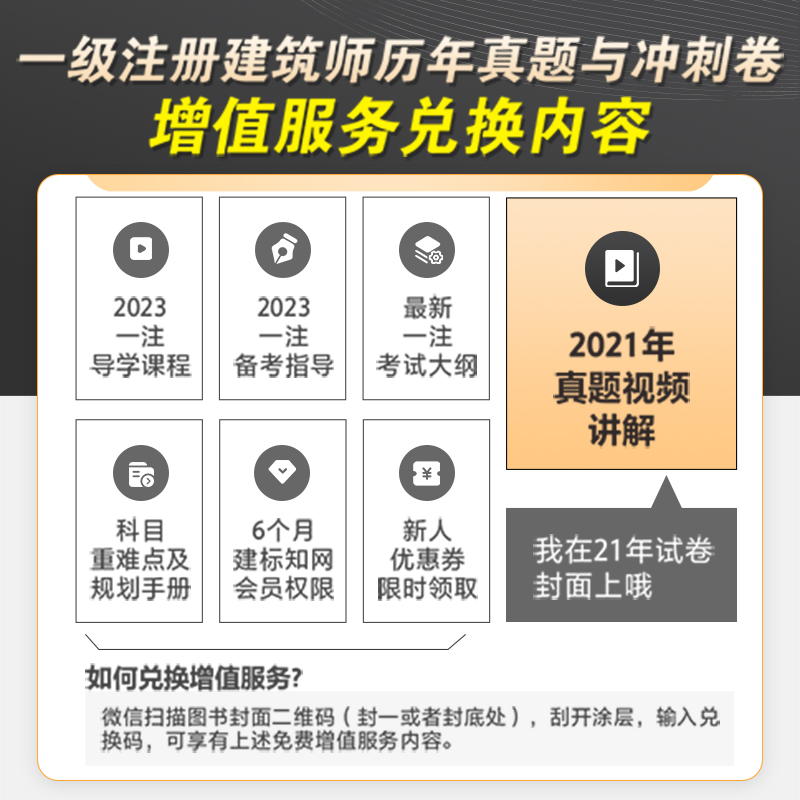 【建工社正版】2023年一级注册建筑师资格考试历年真题与冲刺试卷 含2021年真题视频讲解考试大纲重难点规划手册一筑教材配套 - 图0