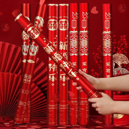 结婚礼炮礼花筒花瓣婚庆用品大全礼花炮彩带喷筒手持拧婚礼喷花筒 - 图0
