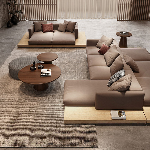 纳威日式侘寂风格科技布艺沙发小户型地台榻榻米北欧现代简约客厅 - 图1