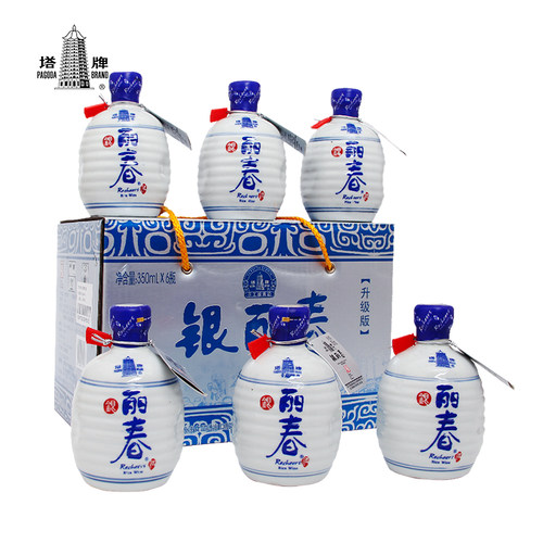 塔牌黄酒银丽春酒350ml*6瓶装整箱八年花雕酒半干型绍兴产黄酒 - 图0