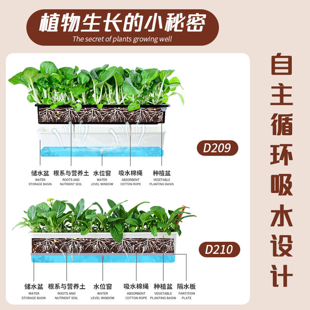 Special box for growing vegetables in balcony vegetable pot, lazy flower pot, household self-absorbing plastic flower box, strawberry planting box, roof