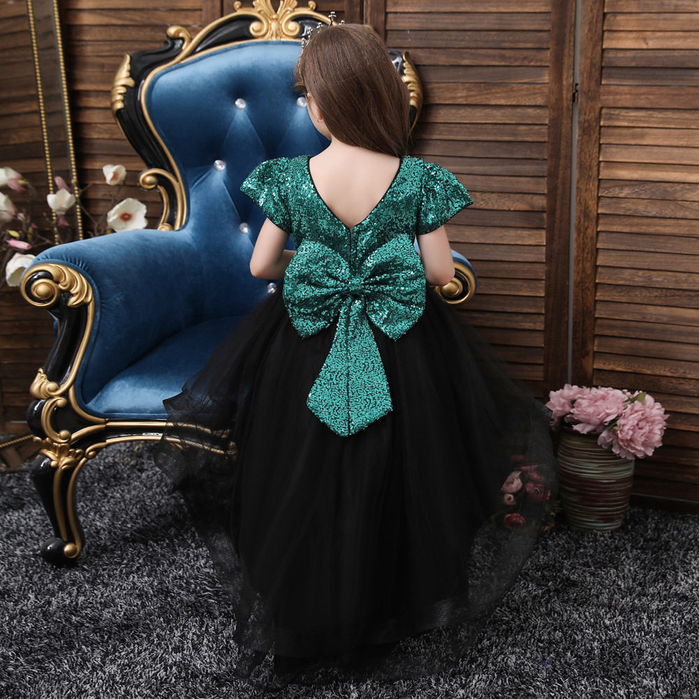 儿童晚礼服儿童演出服亮片连衣裙蝴蝶结网纱裙蓬蓬裙拖尾裙主持人,淘宝优惠券,粉丝福利购,淘宝优惠卷