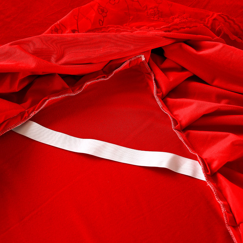 冬季红色结婚婴儿绒牛奶绒床裙款四件套珊瑚绒绒婚庆乔迁床上用品,淘宝优惠券,粉丝福利购,淘宝优惠卷