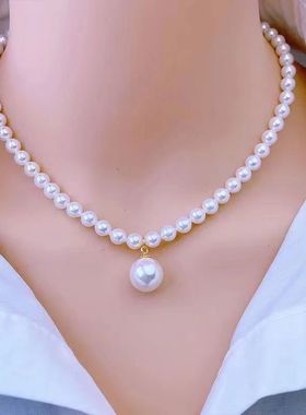 正品天然淡水大珍珠项链10-11m白色款强光送母亲婆婆女友生日礼物
