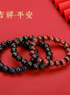 网红同款香灰琉璃手串男女款吞金兽古法多宝五色兔年本命年手链