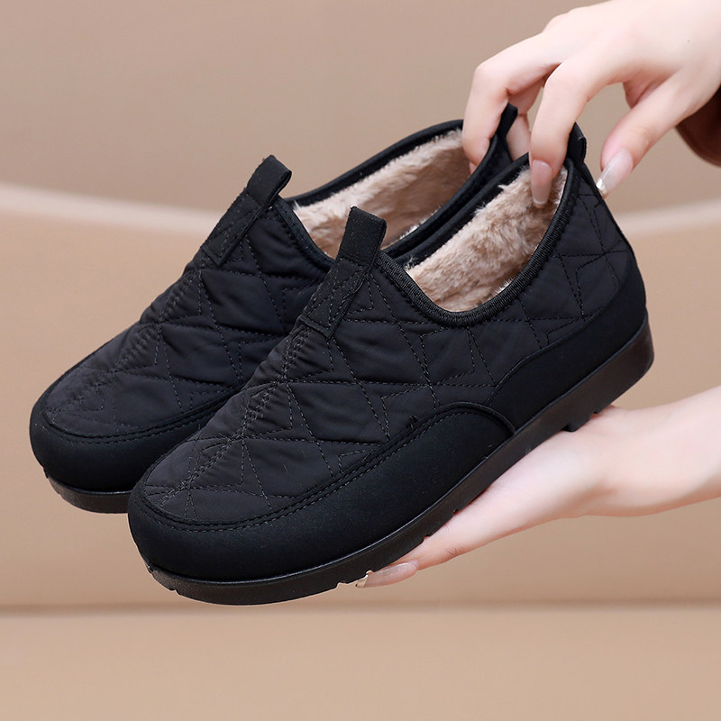 冬季新款加绒加厚女士轻便棉鞋老北京懒人一脚蹬中老年防滑妈妈靴,淘宝优惠券,粉丝福利购,淘宝优惠卷