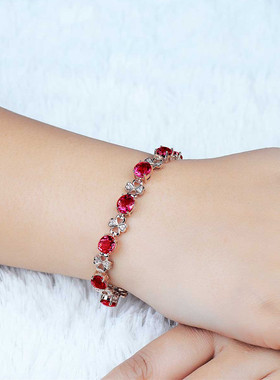 儿童水晶手链红宝石手镯精致百搭