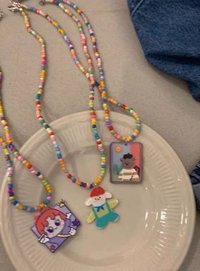 儿童童趣可爱小熊吊坠项链锁骨链