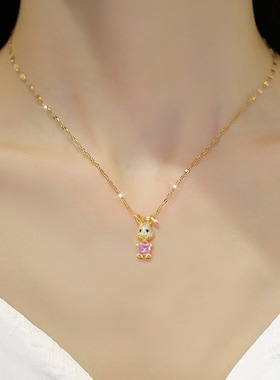 儿童钛钢不掉色兔子猫咪项链饰品