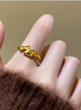 儿童马年本命年金色小马戒指