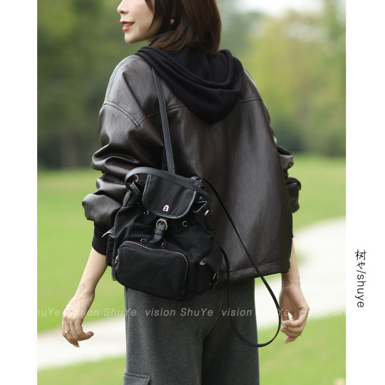 Shuye soft textured protein leather, cotton thickening, wind resistance and warmth, fashionable workwear pocket leather coat and cotton coat 2025