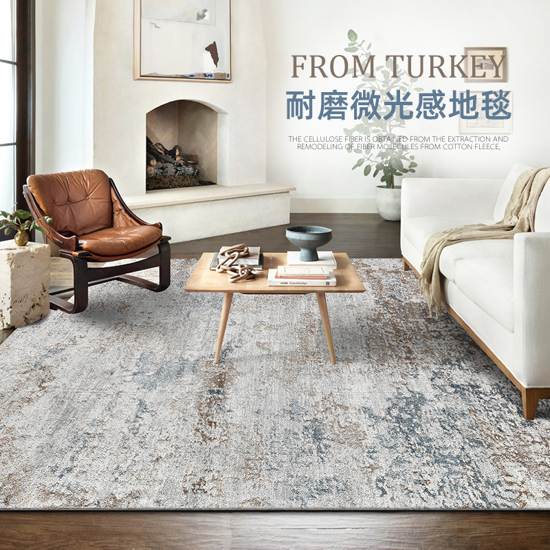 土耳其进口意式极简别墅地毯轻奢高级别墅客厅现代简约卧室床边毯 - 图1