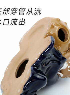 室内假山流水摆件陶瓷人物