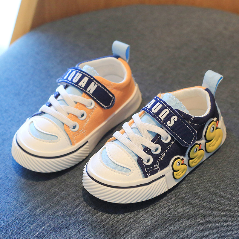 儿童帆布鞋男童软底女宝宝鞋子春秋款1-2-4岁3小童鞋幼儿园室内鞋 - 图1