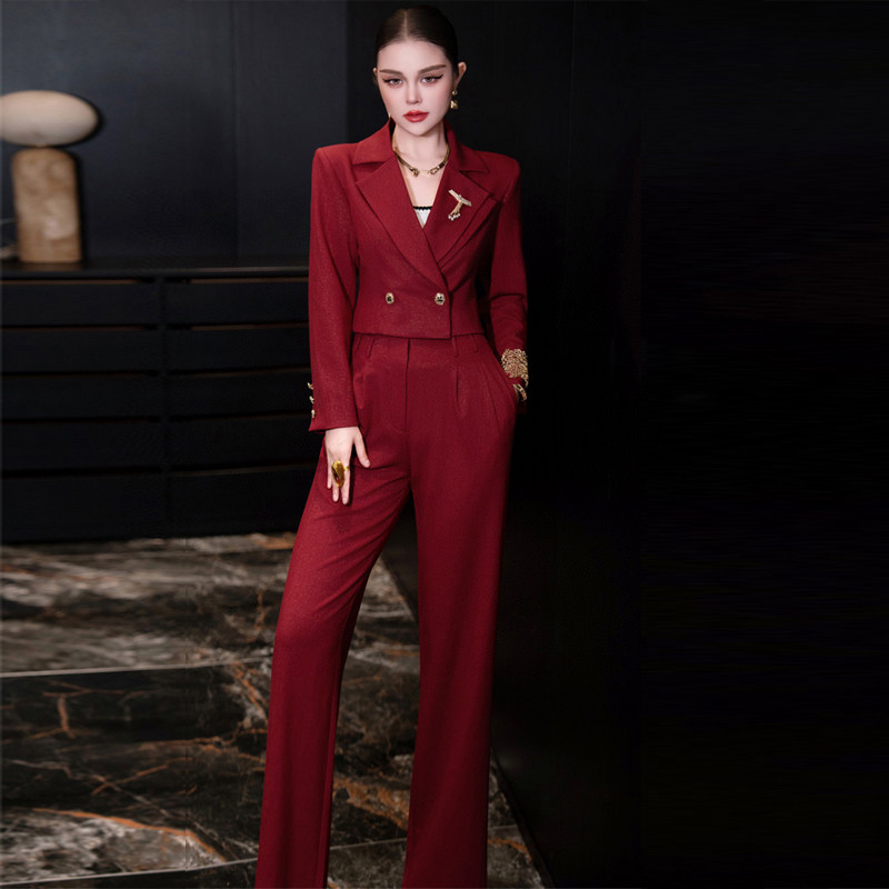 欧货2026年春秋季新款高端职业名媛轻奢短西装外套两件长裤套装女,淘宝优惠券,粉丝福利购,淘宝优惠卷