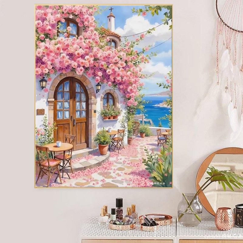 5d地中海风景方钻满钻钻石画2026新款房子高颜值玄关粘贴钻十字绣,淘宝优惠券,粉丝福利购,淘宝优惠卷