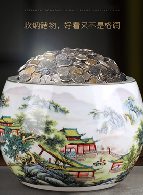 景德镇粉彩山水盆电视柜陶瓷器