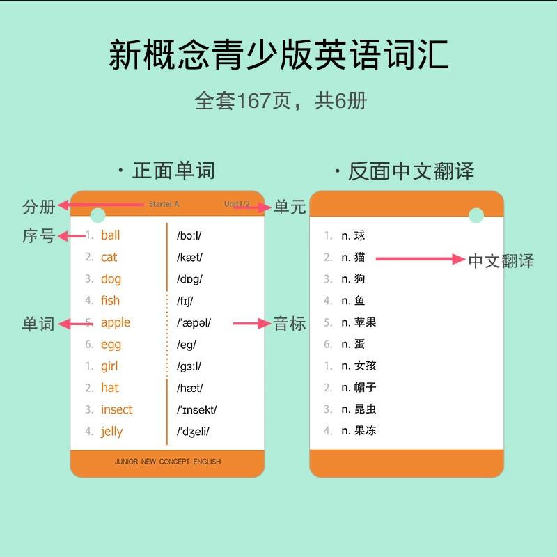 新概念青少版单词卡入门级AB1A1B2A2B小达人点读英语 扫码发声 - 图0