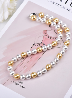 花千树珠宝 白蝶皇后白金项链S家珍珠项链女锁骨链时尚简约颈链