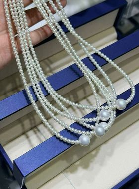 花千树珠宝 施家4毫米小米珠澳白色项链配颗路路通大珠