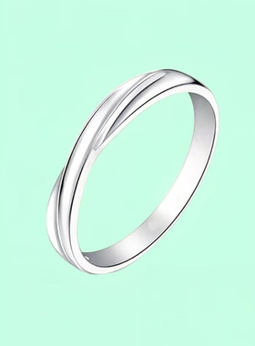 闪耀银光潮酷纯银情侣对戒