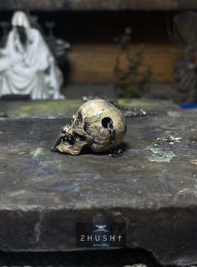 主师2025原创新款纯银手工火彩骷髅暗黑s925无常舌头吊坠项链